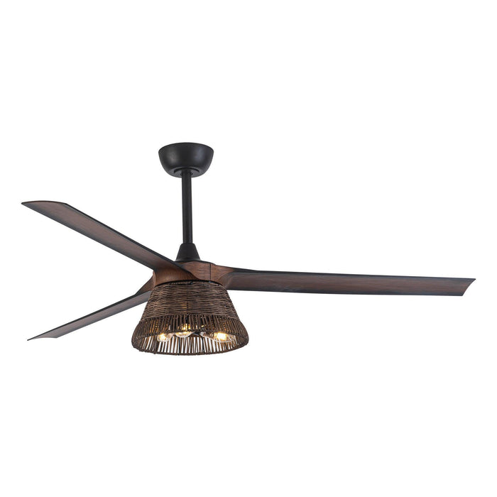 60" Farmhouse Downrod Mount Reversible Ceiling Fan with Lighting and Remote Control - ParrotUncle