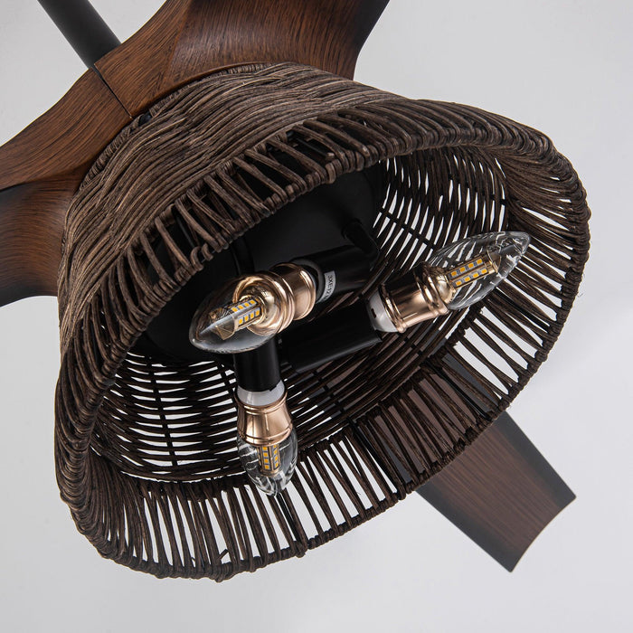 60" Farmhouse Downrod Mount Reversible Ceiling Fan with Lighting and Remote Control - ParrotUncle