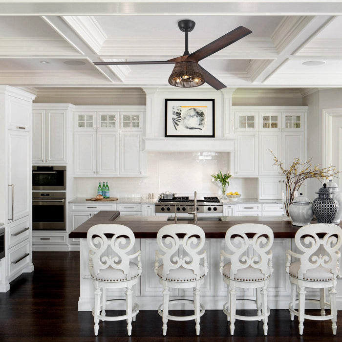 60" Farmhouse Downrod Mount Reversible Ceiling Fan with Lighting and Remote Control - ParrotUncle