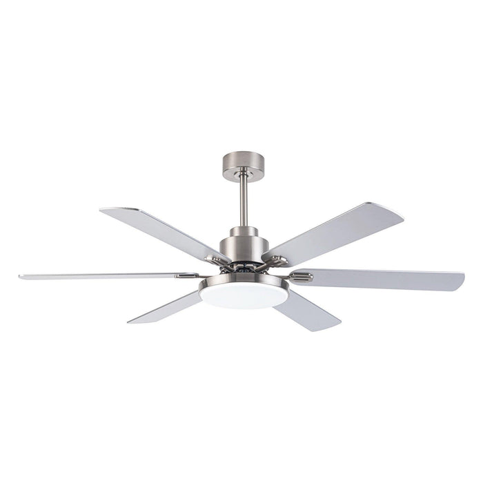 60" Lucknow Modern Satin Nickel DC Motor Downrod Mount Reversible Ceiling Fan with Lighting and Remote Control - ParrotUncle