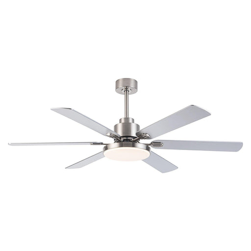 60" Lucknow Modern Satin Nickel DC Motor Downrod Mount Reversible Ceiling Fan with Lighting and Remote Control - ParrotUncle