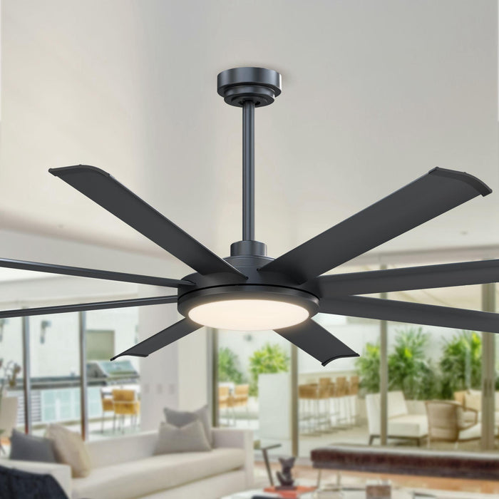 60" Modern DC Motor Downrod Mount Ceiling Fan with Lighting and Remote Control - ParrotUncle