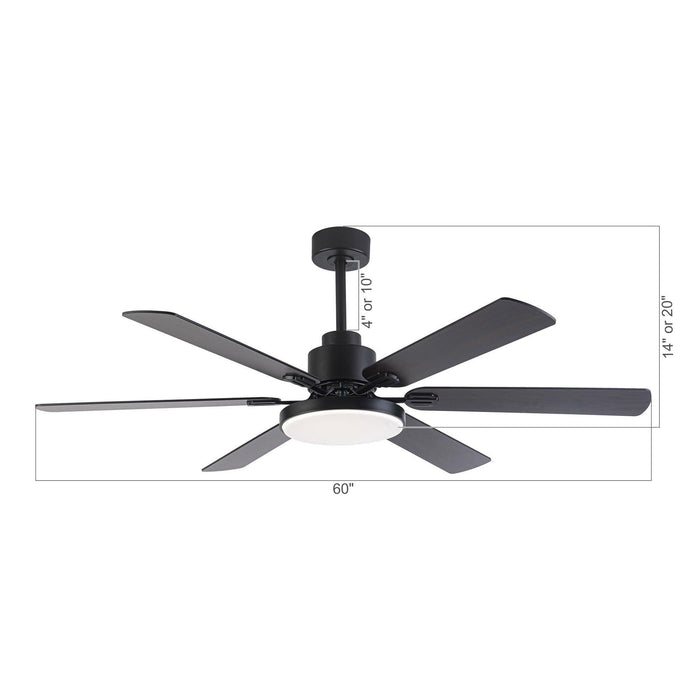 60" Modern DC Motor Downrod Mount Reversible Ceiling Fan with Lighting and Remote Control - ParrotUncle