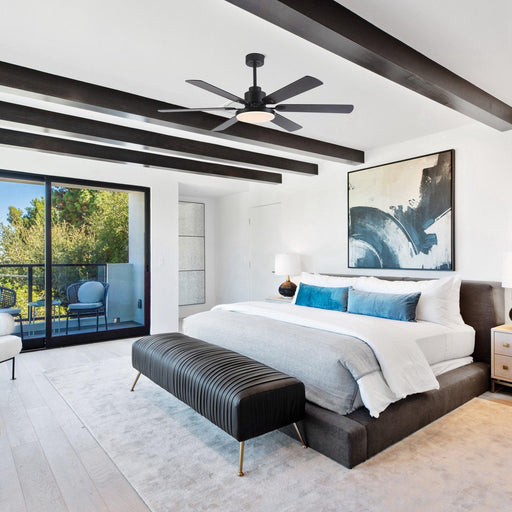 60" Modern DC Motor Downrod Mount Reversible Ceiling Fan with Lighting and Remote Control - ParrotUncle