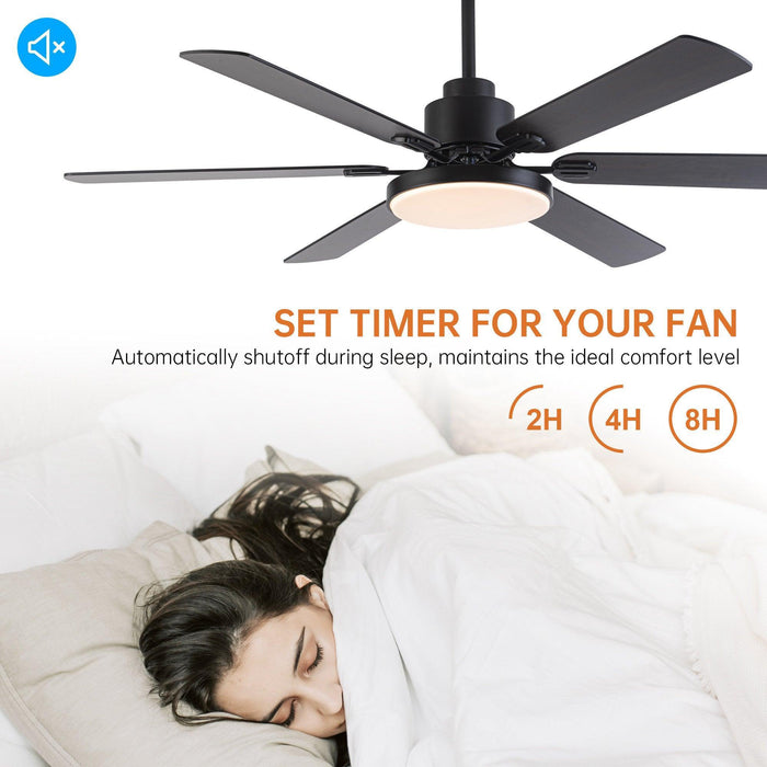 60" Modern DC Motor Downrod Mount Reversible Ceiling Fan with Lighting and Remote Control - ParrotUncle
