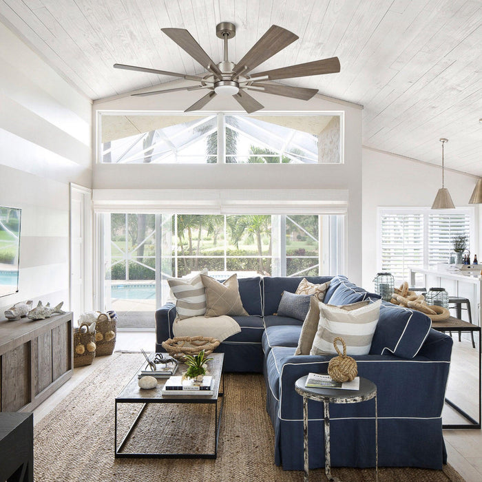 60" Oretha Windmill Modern DC Motor Downrod Mount Reversible Ceiling Fan with Lighting and Remote Control - ParrotUncle