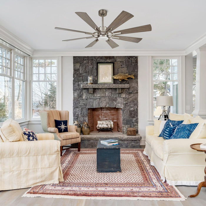 60" Oretha Windmill Modern DC Motor Downrod Mount Reversible Ceiling Fan with Lighting and Remote Control - ParrotUncle