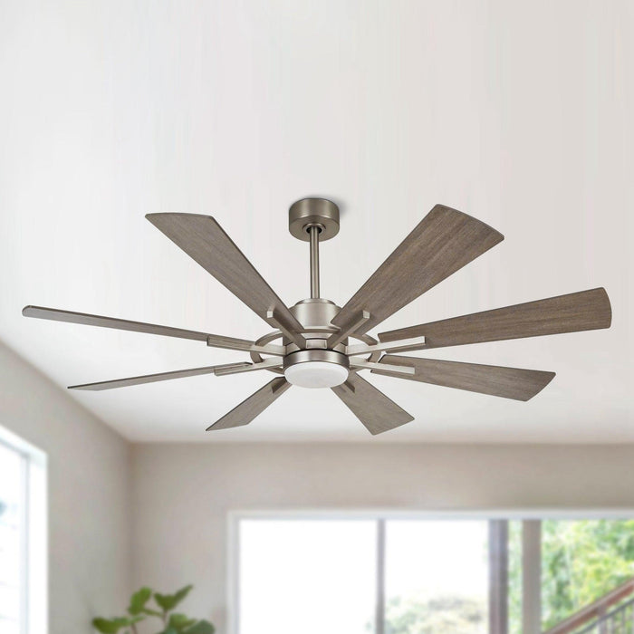 60" Oretha Windmill Modern DC Motor Downrod Mount Reversible Ceiling Fan with Lighting and Remote Control - ParrotUncle