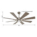 60" Oretha Windmill Modern DC Motor Downrod Mount Reversible Ceiling Fan with Lighting and Remote Control - ParrotUncle