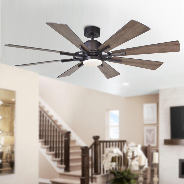 60" Oretha Windmill Modern DC Motor Downrod Mount Reversible Ceiling Fan with Lighting and Remote Control - ParrotUncle