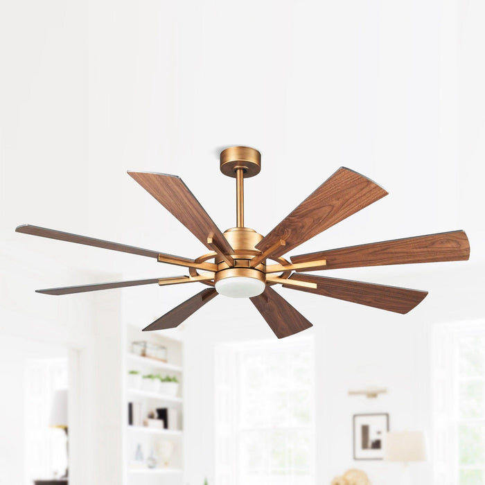 60" Oretha Windmill Modern DC Motor Downrod Mount Reversible Ceiling Fan with Lighting and Remote Control - ParrotUncle