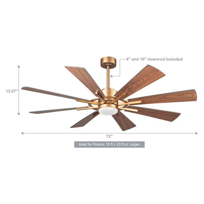 60" Oretha Windmill Modern DC Motor Downrod Mount Reversible Ceiling Fan with Lighting and Remote Control - ParrotUncle
