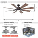 60" Oretha Windmill Modern DC Motor Downrod Mount Reversible Ceiling Fan with Lighting and Remote Control - ParrotUncle