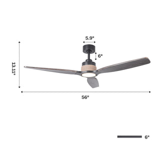 56 Inch Louise Hamptons Downrod Mount LED Ceiling Fan with Remote Control