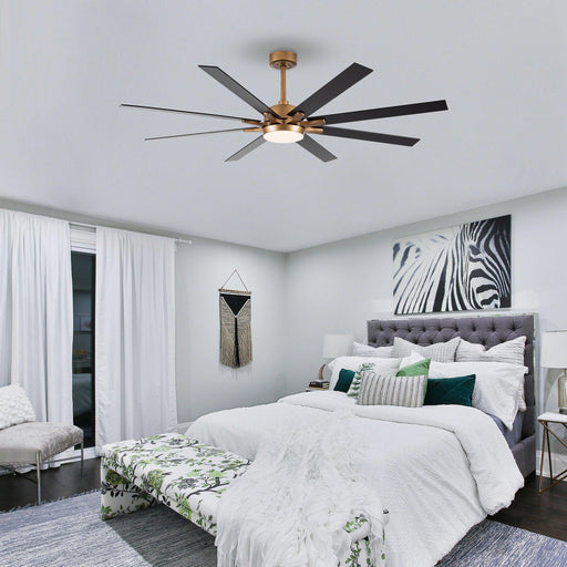 65" Balachandran Industrial Downrod Mount Ceiling Fan with LED Lighting and Remote Control - ParrotUncle