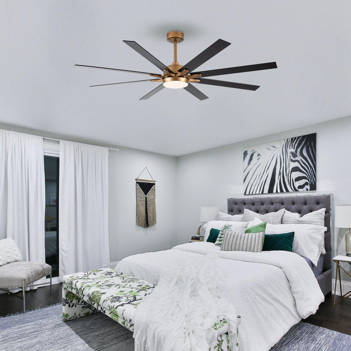 65" Balachandran Industrial Downrod Mount Ceiling Fan with LED Lighting and Remote Control - ParrotUncle