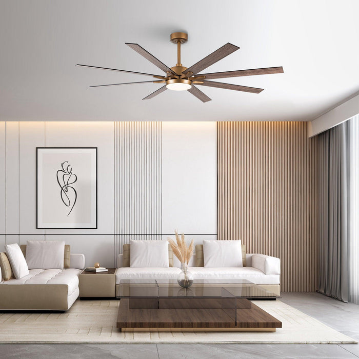 65" Balachandran Industrial Downrod Mount Ceiling Fan with LED Lighting and Remote Control - ParrotUncle