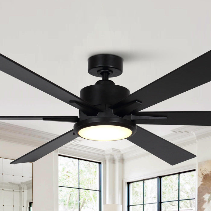 65" Balachandran Industrial Downrod Mount Ceiling Fan with Lighting and Remote Control - ParrotUncle