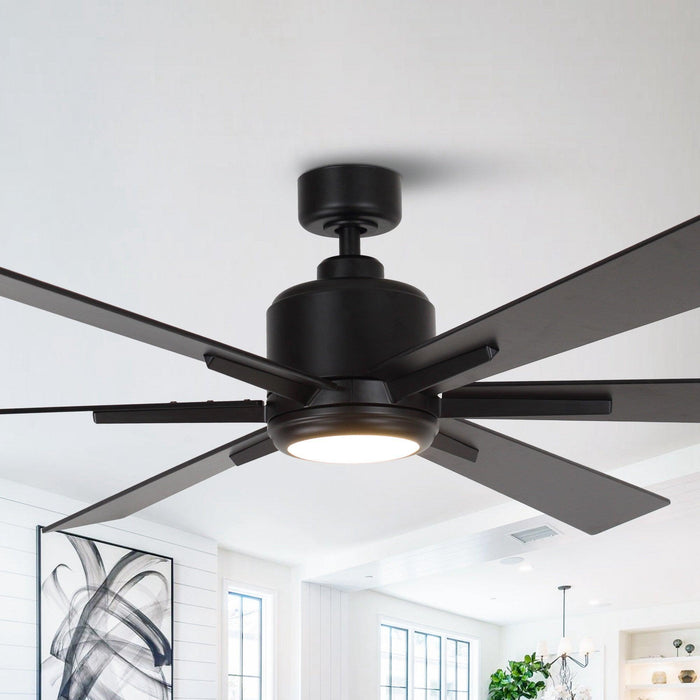 65" Balachandran Industrial Downrod Mount Ceiling Fan with Lighting and Remote Control - ParrotUncle