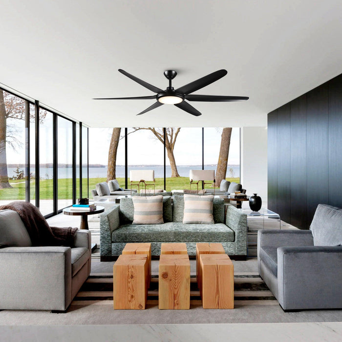 65" Industrial DC Motor Downrod Mount Ceiling Fan with Lighting and Remote Control - ParrotUncle