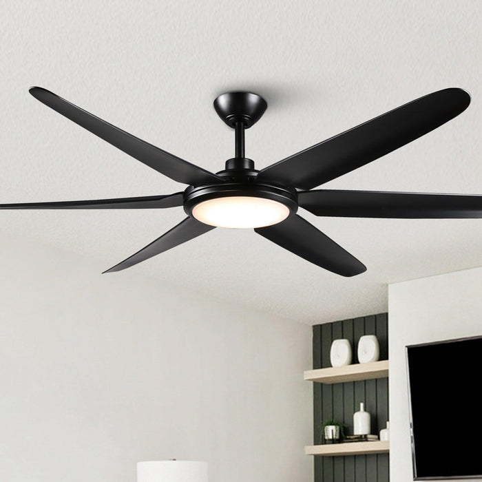 65" Industrial DC Motor Downrod Mount Ceiling Fan with Lighting and Remote Control - ParrotUncle