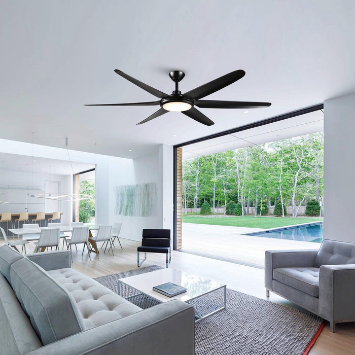65" Industrial DC Motor Downrod Mount Ceiling Fan with Lighting and Remote Control - ParrotUncle