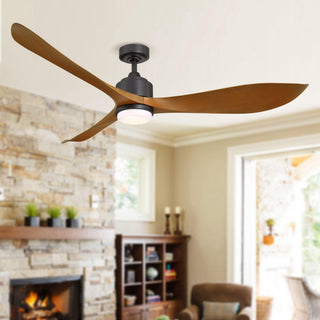 66" Misael Propeller Hamptons Industrial DC Motor Ceiling Fan with LED Lighting