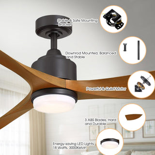 66" Misael Propeller Hamptons Industrial DC Motor Ceiling Fan with LED Lighting
