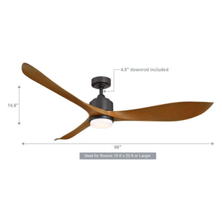 66" Misael Propeller Hamptons Industrial DC Motor Ceiling Fan with LED Lighting