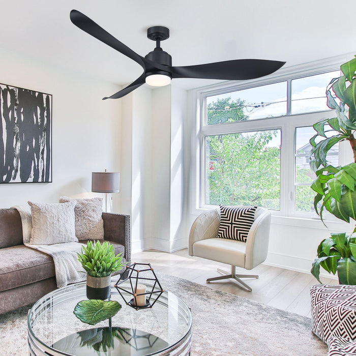 66" Misael Propeller Modern DC Motor Downrod Mount Reversible Ceiling Fan with LED Lighting and Remote Control - ParrotUncle