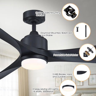 66" Misael Propeller Hamptons Industrial DC Motor Ceiling Fan with LED Lighting