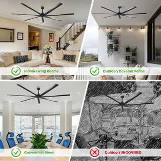 213 cm / 254 cm / 305cm Silent Storm Extra Large Industrial Aluminum Ceiling Fan for Large Spaces