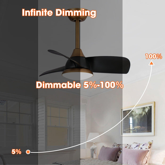 28" Modern DC Motor Downrod Mount Reversible Ceiling Fan with LED Lighting and Remote Control