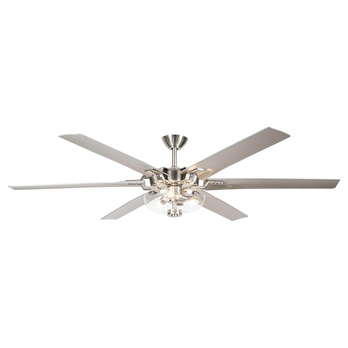 70" Modern Brushed Nickel DC Motor Downrod Mount Ceiling Fan with Lighting and Remote Control - ParrotUncle