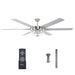 70" Modern Brushed Nickel DC Motor Downrod Mount Ceiling Fan with Lighting and Remote Control - ParrotUncle
