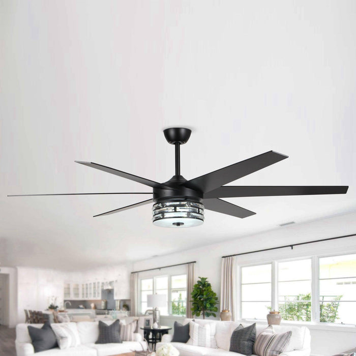 70" Modern DC Motor Downrod Mount Reversible Ceiling Fan with Lighting and Remote Control - ParrotUncle