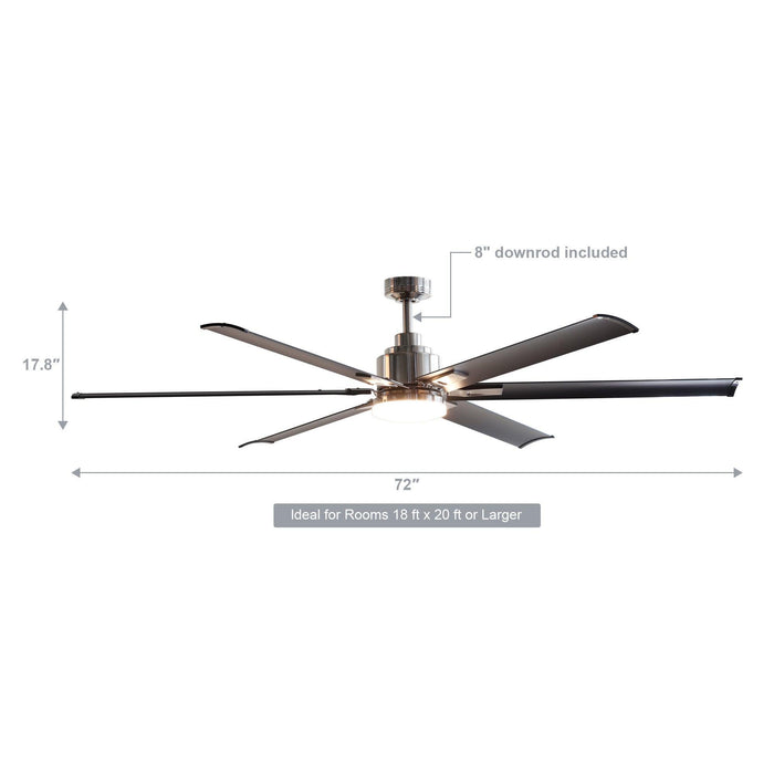 72" Bankston Modern DC Motor Downrod Mount Reversible Ceiling Fan with Lighting and Remote Control - ParrotUncle