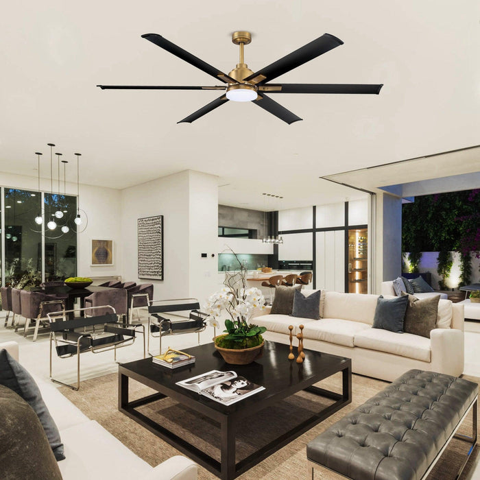 72" Bankston Modern DC Motor Downrod Mount Reversible Ceiling Fan with Lighting and Remote Control - ParrotUncle