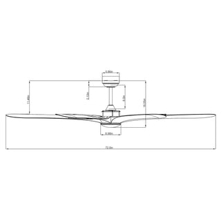 72" Jaydn Hamptons Farmhouse Satin Nickel DC Motor Downrod Mount Reversible Ceiling Fan with Lighting and Remote Control