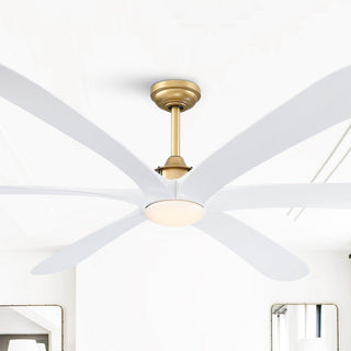 72" Jaydn Hamptons Farmhouse Satin Nickel DC Motor Downrod Mount Reversible Ceiling Fan with Lighting and Remote Control