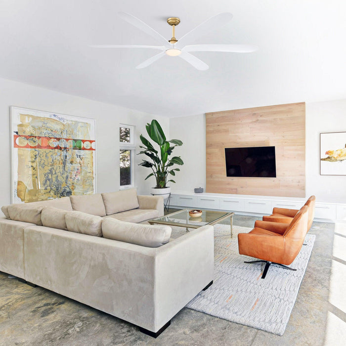 72" Jaydn Modern Satin Nickel DC Motor Downrod Mount Reversible Ceiling Fan with Lighting and Remote Control - ParrotUncle