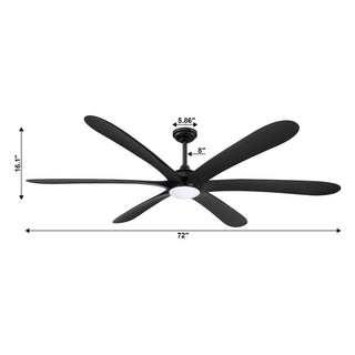 72" Jaydn Hamptons Farmhouse Satin Nickel DC Motor Downrod Mount Reversible Ceiling Fan with Lighting and Remote Control