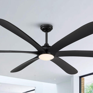 72" Jaydn Hamptons Farmhouse Satin Nickel DC Motor Downrod Mount Reversible Ceiling Fan with Lighting and Remote Control