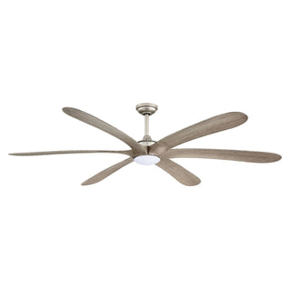 72" Jaydn Hamptons Farmhouse Satin Nickel DC Motor Downrod Mount Reversible Ceiling Fan with Lighting and Remote Control
