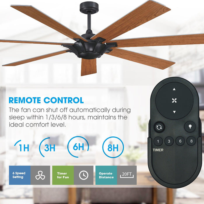 72" Modern DC Motor Brushed Nickel Downrod Mount Reversible Ceiling Fan with Remote Control - ParrotUncle