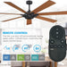 72" Modern DC Motor Brushed Nickel Downrod Mount Reversible Ceiling Fan with Remote Control - ParrotUncle