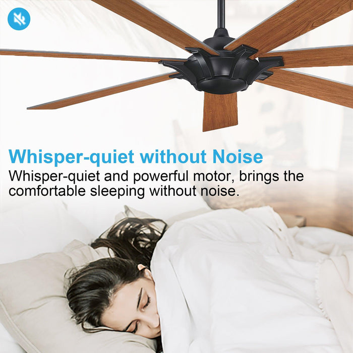 72" Modern DC Motor Brushed Nickel Downrod Mount Reversible Ceiling Fan with Remote Control - ParrotUncle