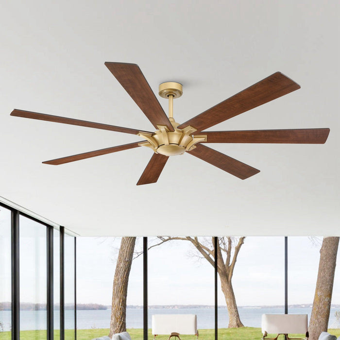72" Modern DC Motor Brushed Nickel Downrod Mount Reversible Ceiling Fan with Remote Control - ParrotUncle