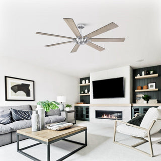 72" Modern DC Motor Brushed Nickel Downrod Mount Reversible Ceiling Fan with Remote Control - ParrotUncle