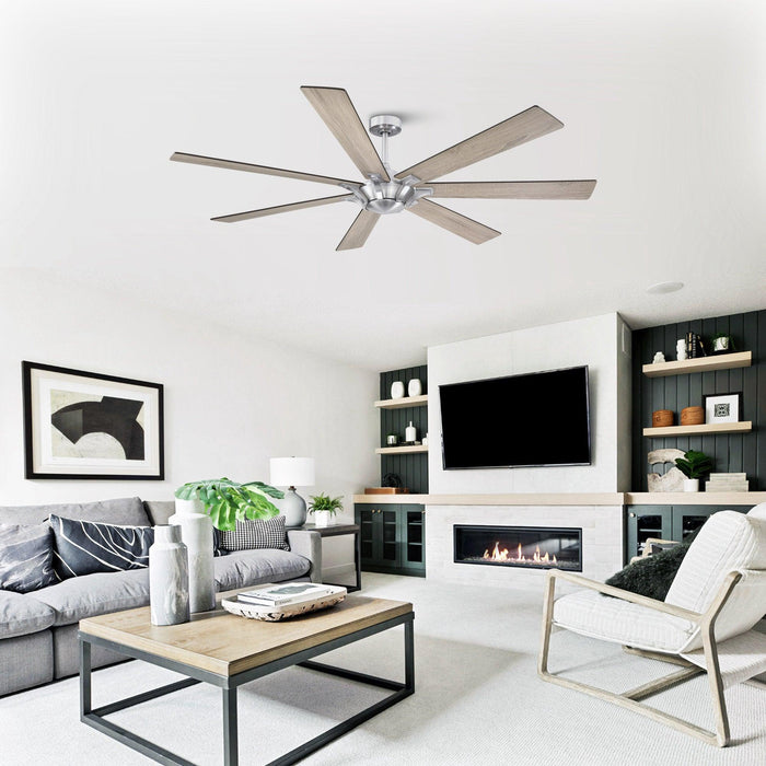 72" Modern DC Motor Brushed Nickel Downrod Mount Reversible Ceiling Fan with Remote Control - ParrotUncle